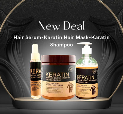 Keratin Hair Care Bundle (Keratin Hair Shampoo, Keratin Mask, and Keratin Hair Serum)