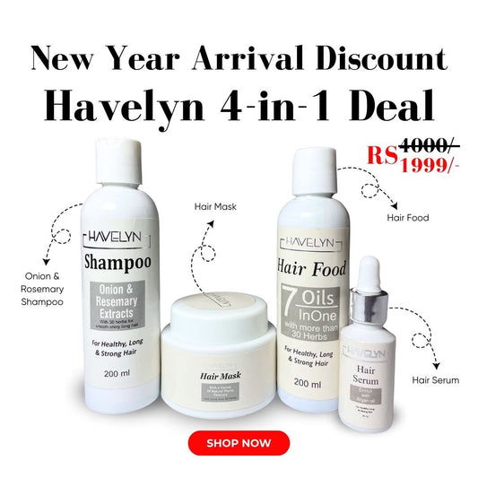 4 in 1 Havelyn deal - Includes Hair Food Oil, Onion & Rosemary Extracts Hair Shampoo, Hair Serum and Hair Mask.