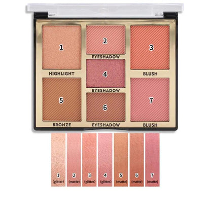 7 Colors Miss Rose Blush, Highlight, Eyeshadow Palette
