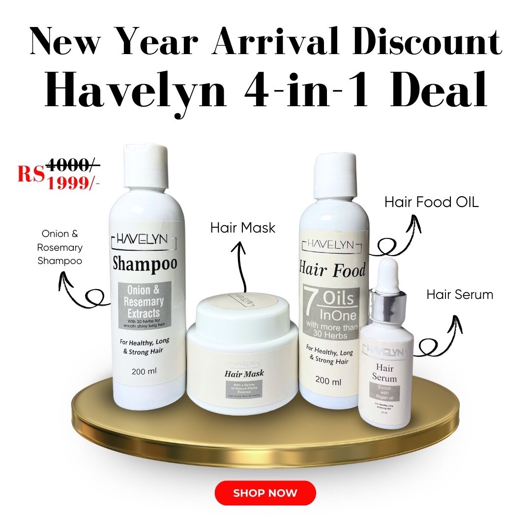 4 in 1 Havelyn deal - Includes Hair Food Oil, Onion & Rosemary Extracts Hair Shampoo, Hair Serum and Hair Mask.