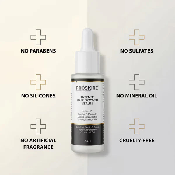 Proskire Hair Growth Serum – Reduces Hair Fall, Boosts Hair Density, Activates Follicles – For Bald Patches, Receding Hairline & Thinning Hair