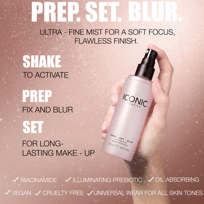 Iconic London Prep Set Makeup Fixer Long Lasting Glow Spray