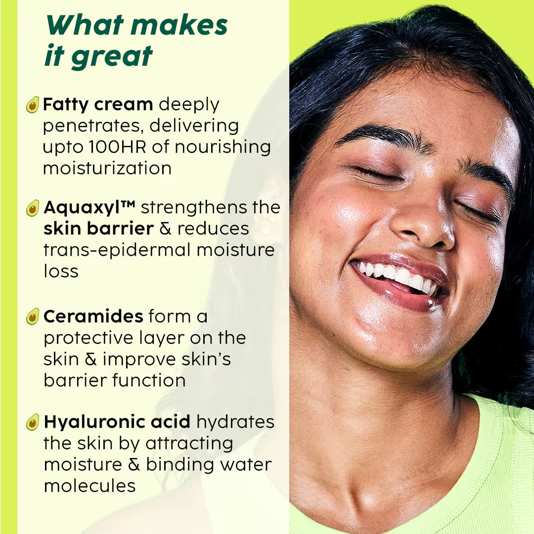 Avocado Ceramide Moisture Rush Fatty Cream for Barrier Repair & 100 HR Moisture