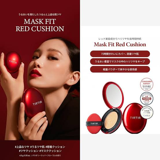 TIRTIR Red Cushion Glow Foundation – Full Coverage, Poreless Finish, Korean Radiance in a Tap