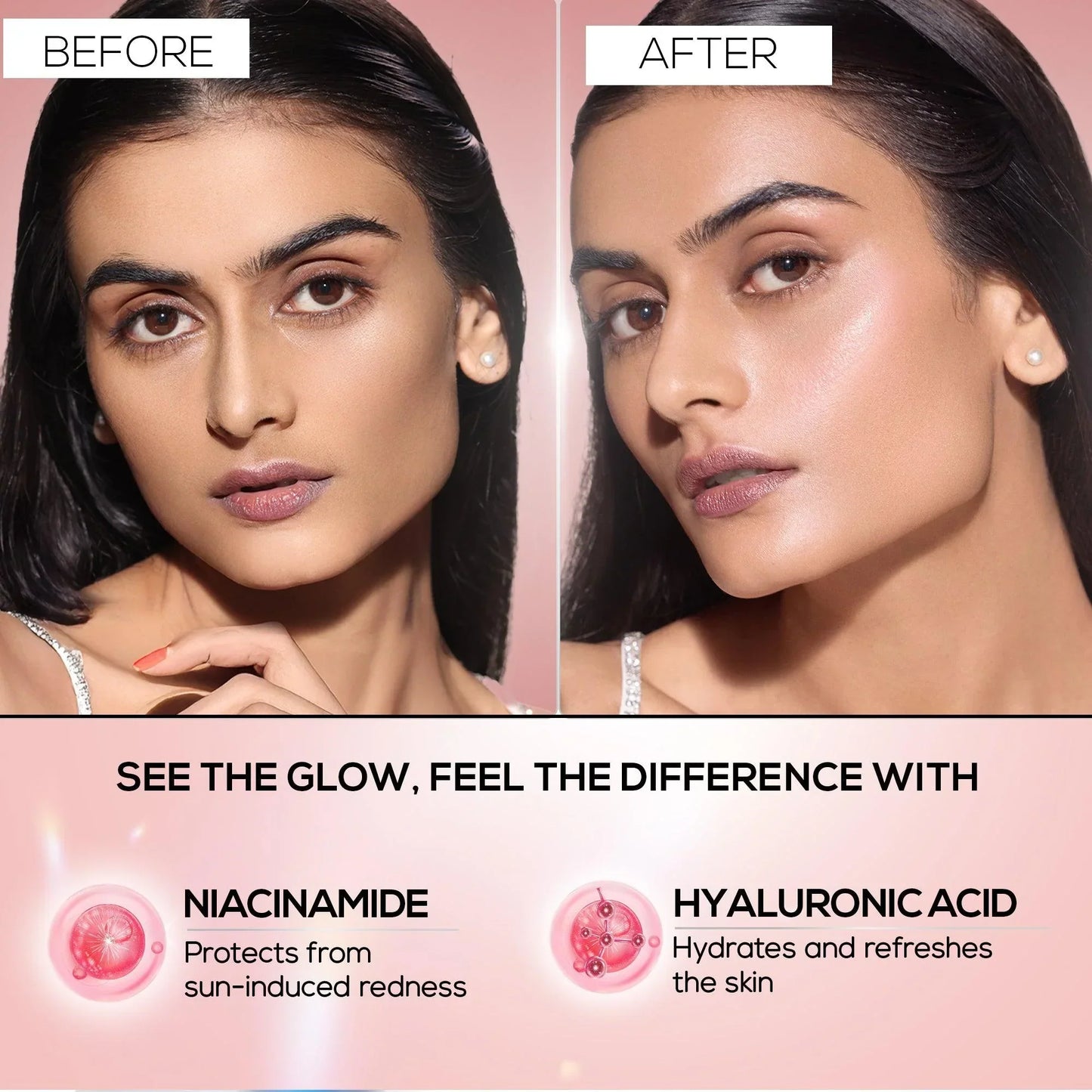 3-in-1 Glowing Sunscreen with SPF 50 , Niacinamide & Hyaluronic Acid (Hydration, Protection & instant Glow)