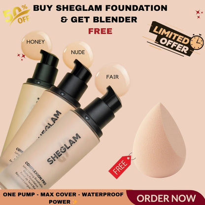 SheGlam Complexion Pro Long Lasting Breathable Matte Foundation and Get Blender Free