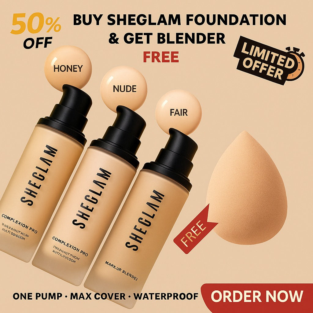 SheGlam Complexion Pro Long Lasting Breathable Matte Foundation and Get Blender Free
