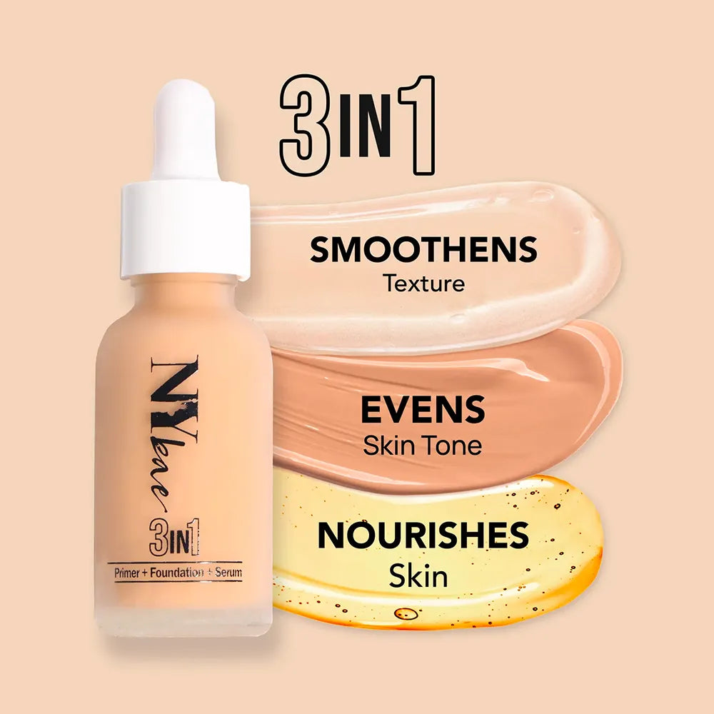 Faces Canada x NY Bae Ultimate Glow Combo (Faces Canada Strobe Cream Rose-gold (30 gm) + NY Bae 3 in 1 Serum Foundation with Primer Warm Milk 09 (30 ml