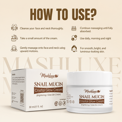 Mashluxe Snail Mucin Crystal Glow Cream & Snail Mucin Vitamin C Serum 30ml Combo