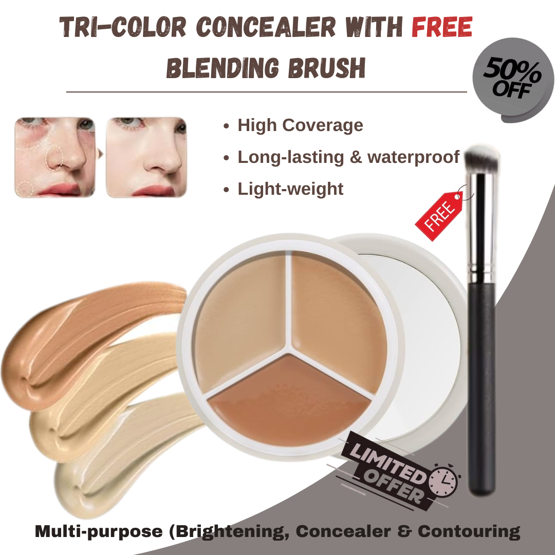 3 in 1 concealer with FREE Blending Brush - For Brightening, Concealing & Contouring