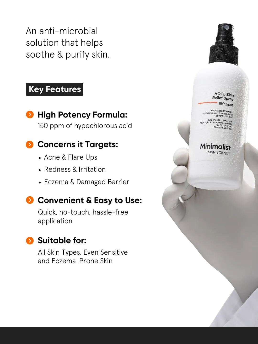 Minimalist HOCI Skin Relief Spray 150ppm
