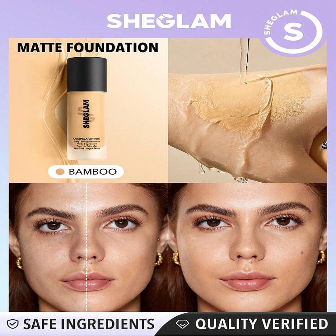 SheGlam Complexion Pro Long Lasting Breathable Matte Foundation and Get Blender Free