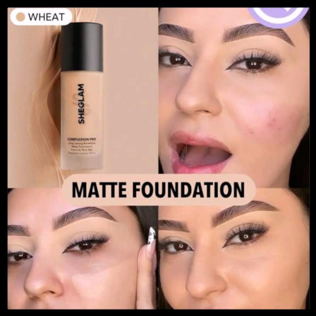 SheGlam Complexion Pro Long Lasting Breathable Matte Foundation and Get Blender Free
