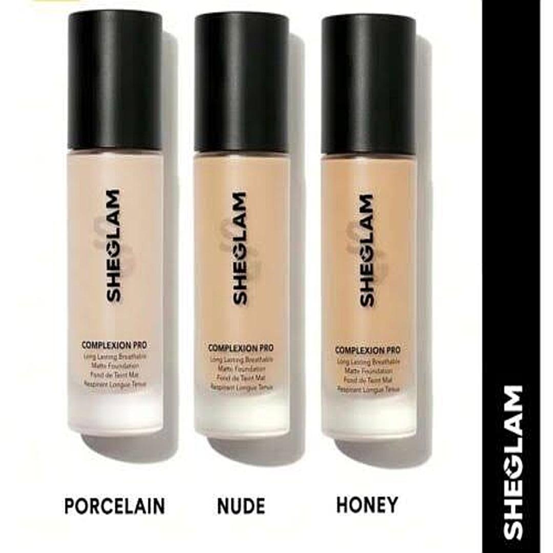 SheGlam Complexion Pro Long Lasting Breathable Matte Foundation and Get Blender Free
