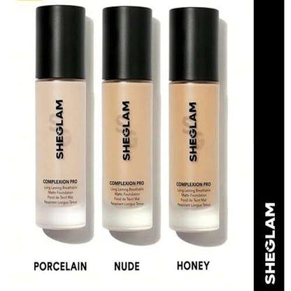 SheGlam Complexion Pro Long Lasting Breathable Matte Foundation and Get Blender Free