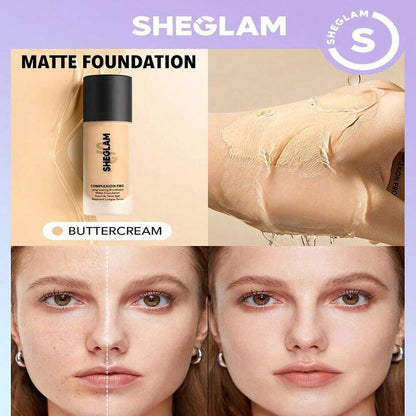 SheGlam Complexion Pro Long Lasting Breathable Matte Foundation and Get Blender Free