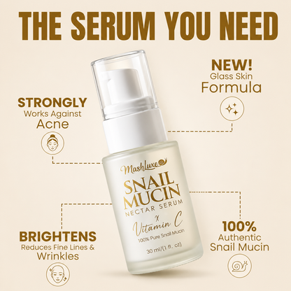 Mashluxe Snail Mucin Crystal Glow Cream & Snail Mucin Vitamin C Serum 30ml Combo