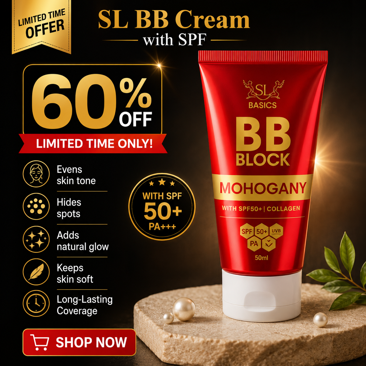 SL BB Cream and Muse Lab Peptide Cream – Hydrating, High-Coverage & Non-Cakey Finish