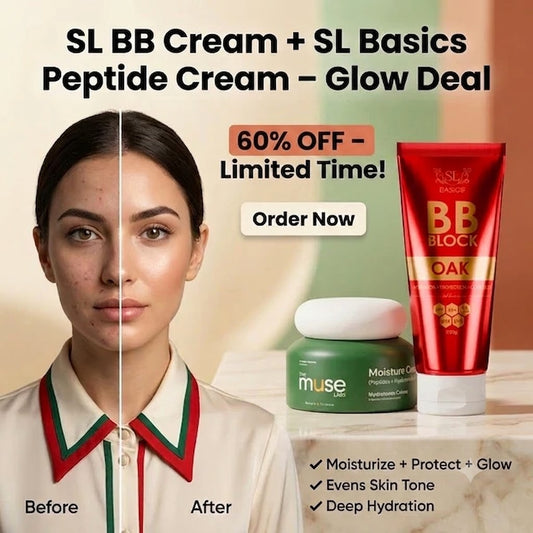 SL BB Cream and Muse Lab Peptide Cream – Hydrating, High-Coverage & Non-Cakey Finish