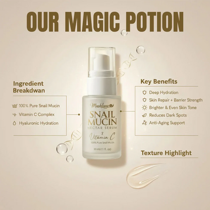 Mashluxe Snail Mucin Crystal Glow Cream & Snail Mucin Vitamin C Serum 30ml Combo
